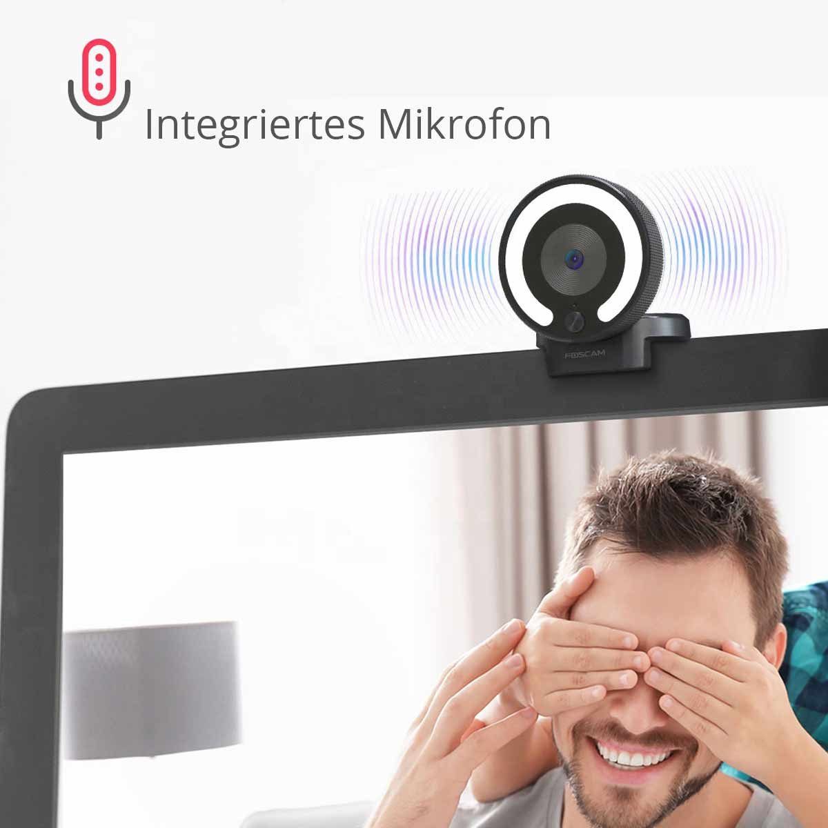 Foscam W28 Full HD-Webcam (Autofokus, Helligkeitseinstellung, Integriertes Mikrofon, Plug and Play)