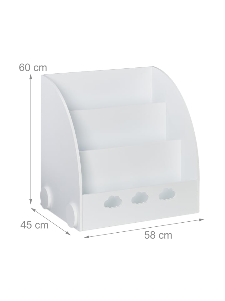 relaxdays Kinderbücherregal in Weiß - (B)58 x (H)60 x (T)45 cm günstig kaufen onesize