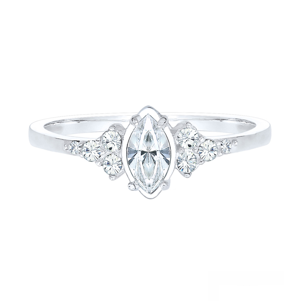 Elli Elli Bague Femmes Valentin Marquise avec Cristaux en Argent Sterling 925 Bague