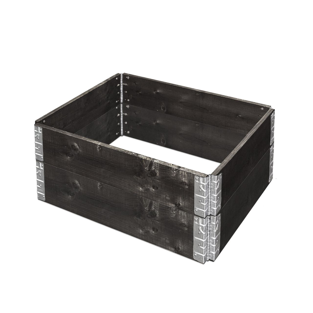 Weles Hochbeet Pflanzbeet 60 x 80 x 19,5 cm aus Fichtenholz 2er Set, erweiterbar, schwarz lasiert