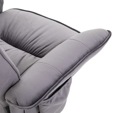 IDIMEX Relaxsessel CHARLES, Relaxsessel Samtstoff grau mit Hocker Fernsehsessel TV Sessel Relaxstu