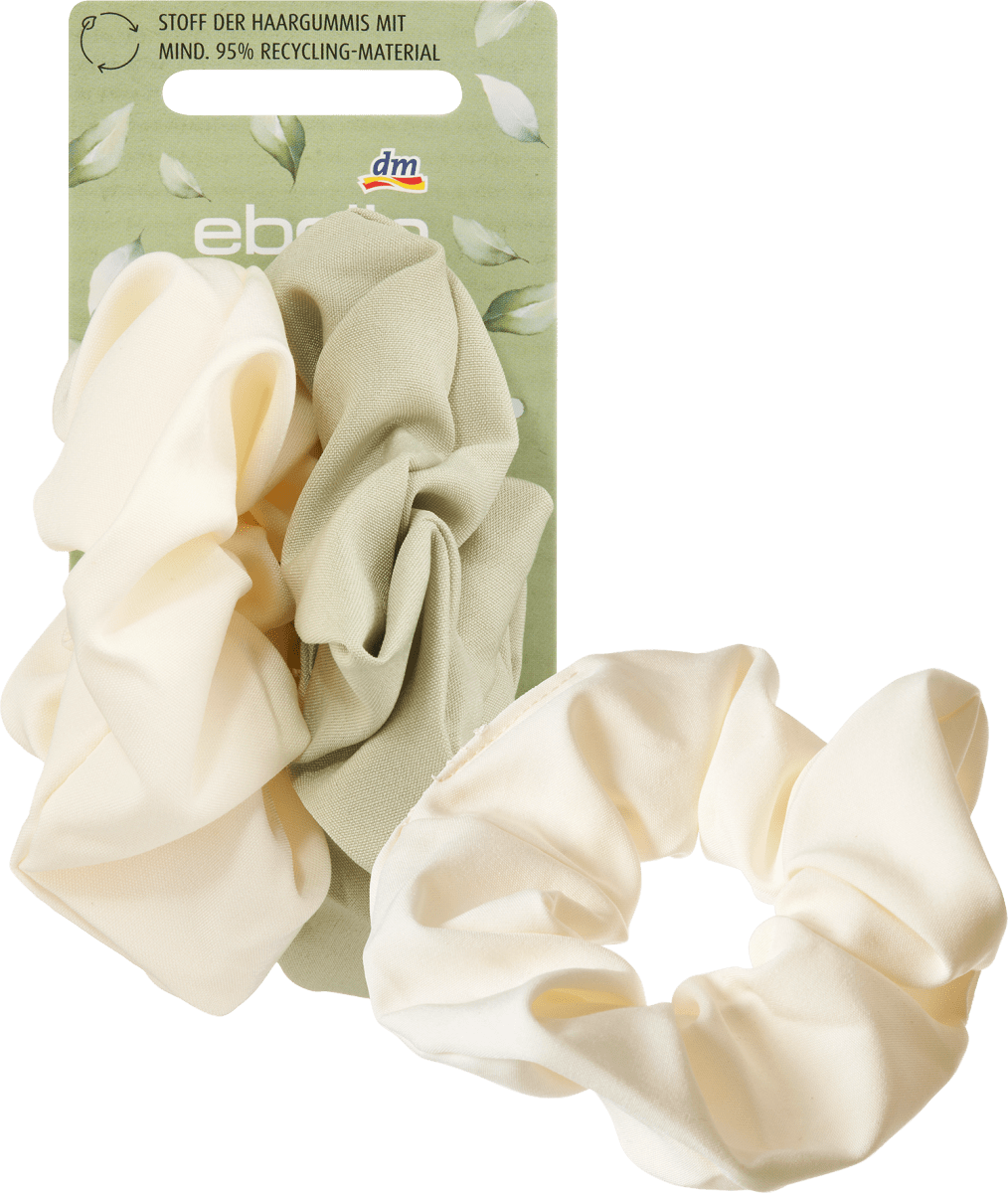 Scrunchies recycelt weiß & grün, 2 St