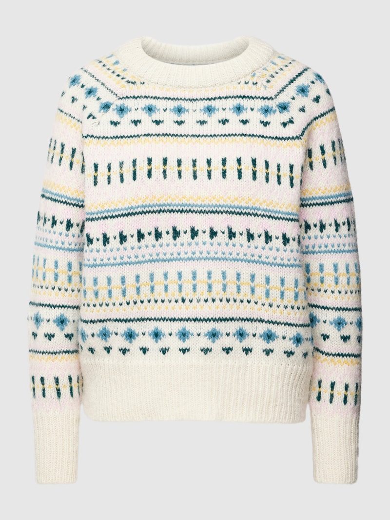 Strickpullover mit Rundhalsausschnitt Modell 'FENJA' in ecru