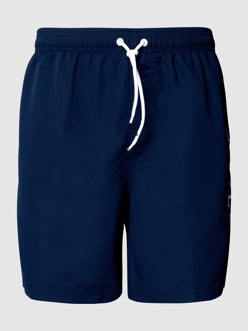 Badehose mit Label-Print in marineblau