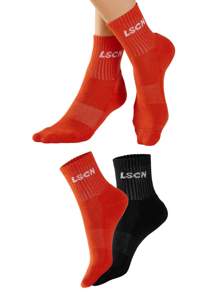 LSCN BY LASCANA Tennissocken in 1x schwarz, 1x orange günstig kaufen