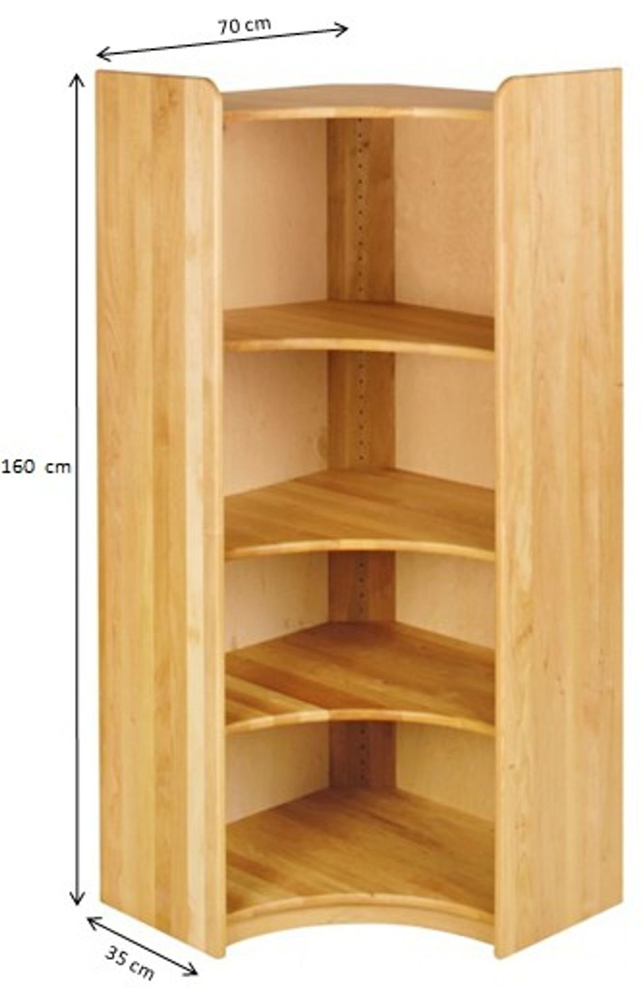 BioKinder - Das gesunde Kinderzimmer Eckregal Lara, Set Regalwand Ecklösung 160 cm Höhe, Erle