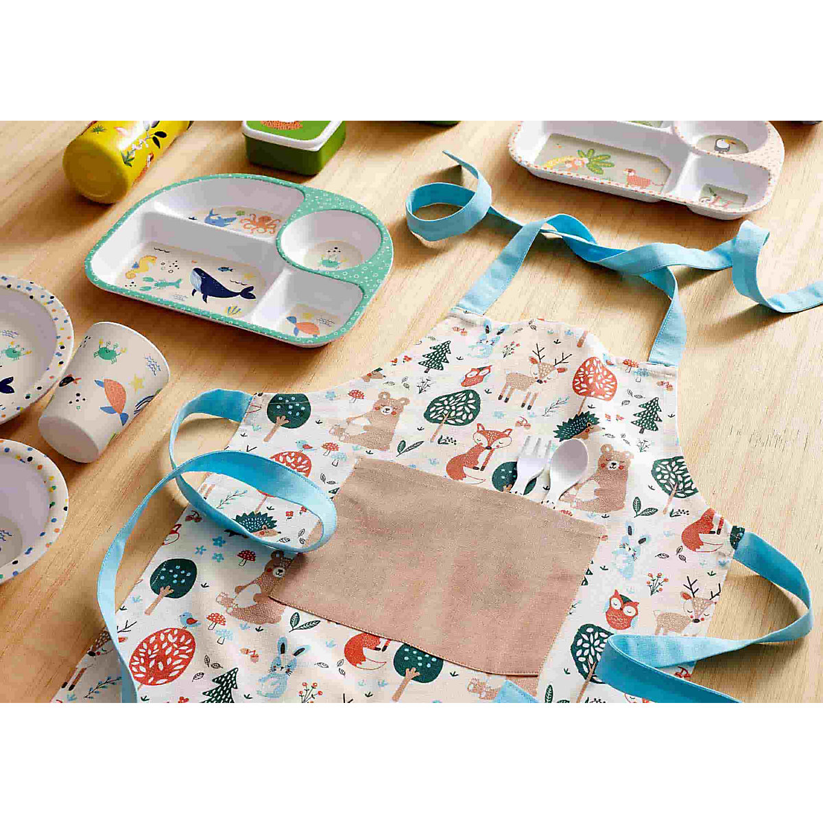 recycelte Kinder Baumwoll-Kochschürze Woodland 40 x 55 cm Kinderschürzen