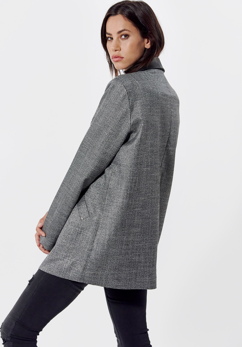 LEILY  Veste grise régular Femme avec col en synthétique
