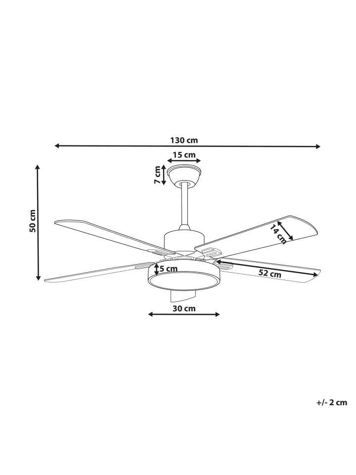 Beliani Deckenventilator mit Licht HOBBLE in Grau/Heller Holzfarbton günstig kaufen onesize