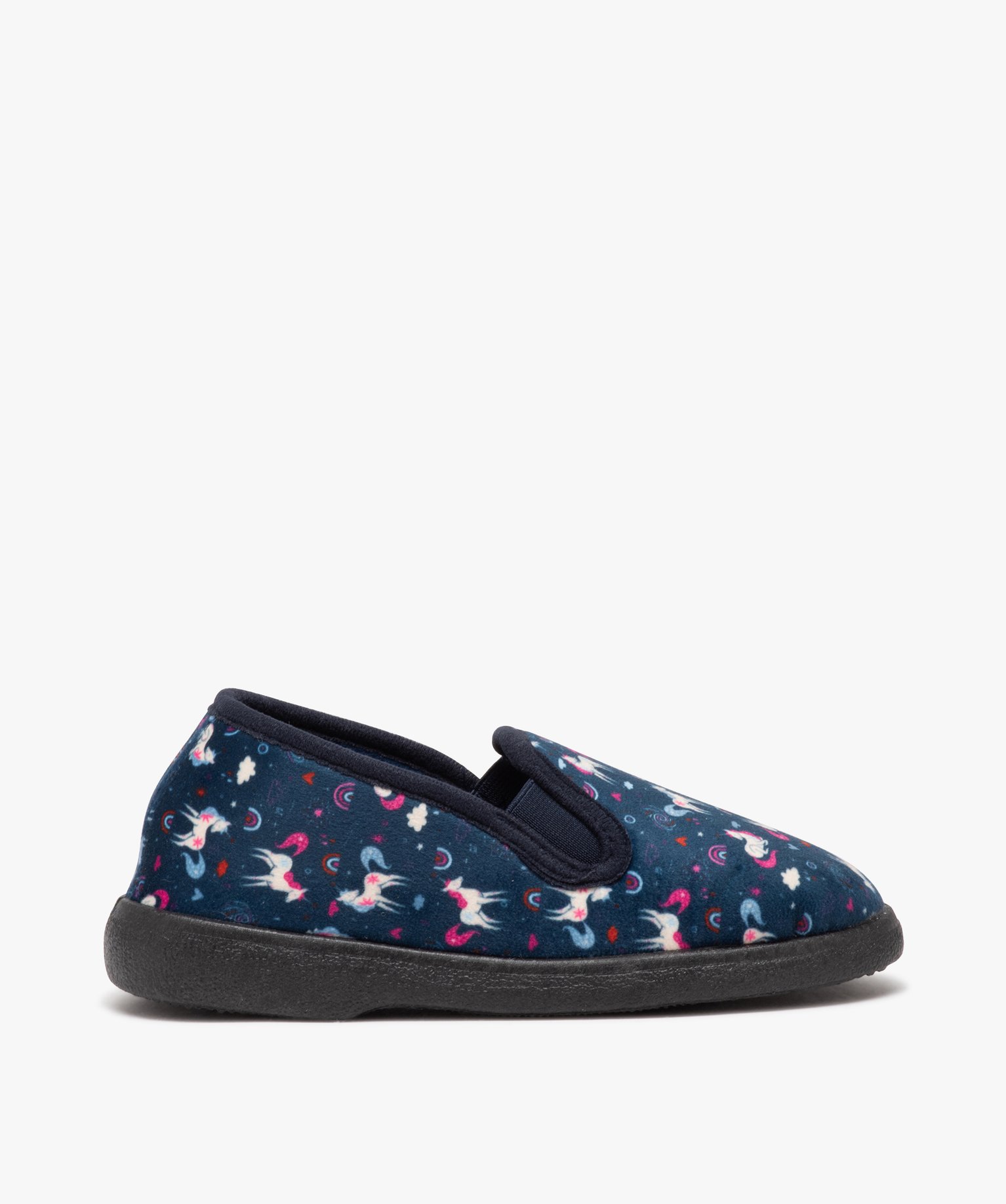 Chaussons fille en velours à motif licorne marine | GEMO