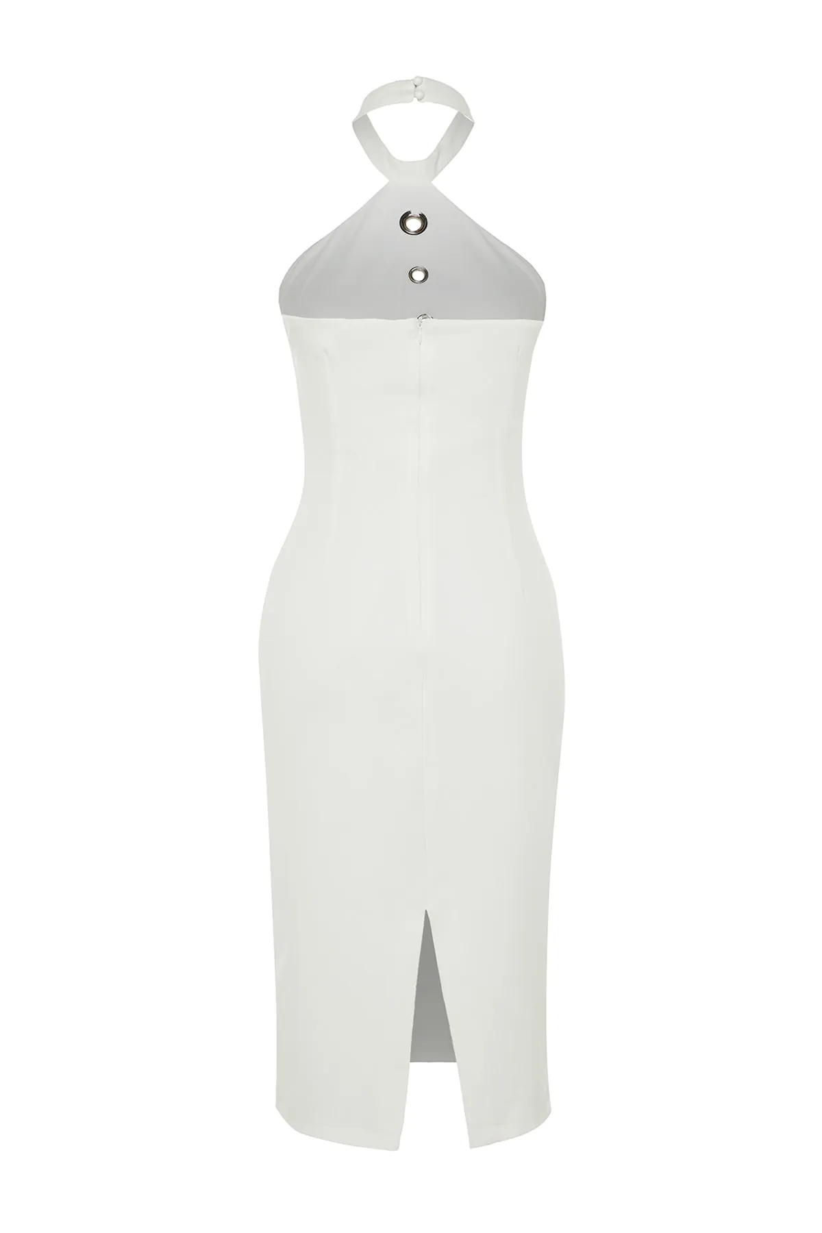 Trendyol Collection  Ecru Tailliertes, gewebtes, gefüttertes, elegantes Hochzeits-/Hochzeits-Abendkleid mit Accessoires TPRSS23EL00535
