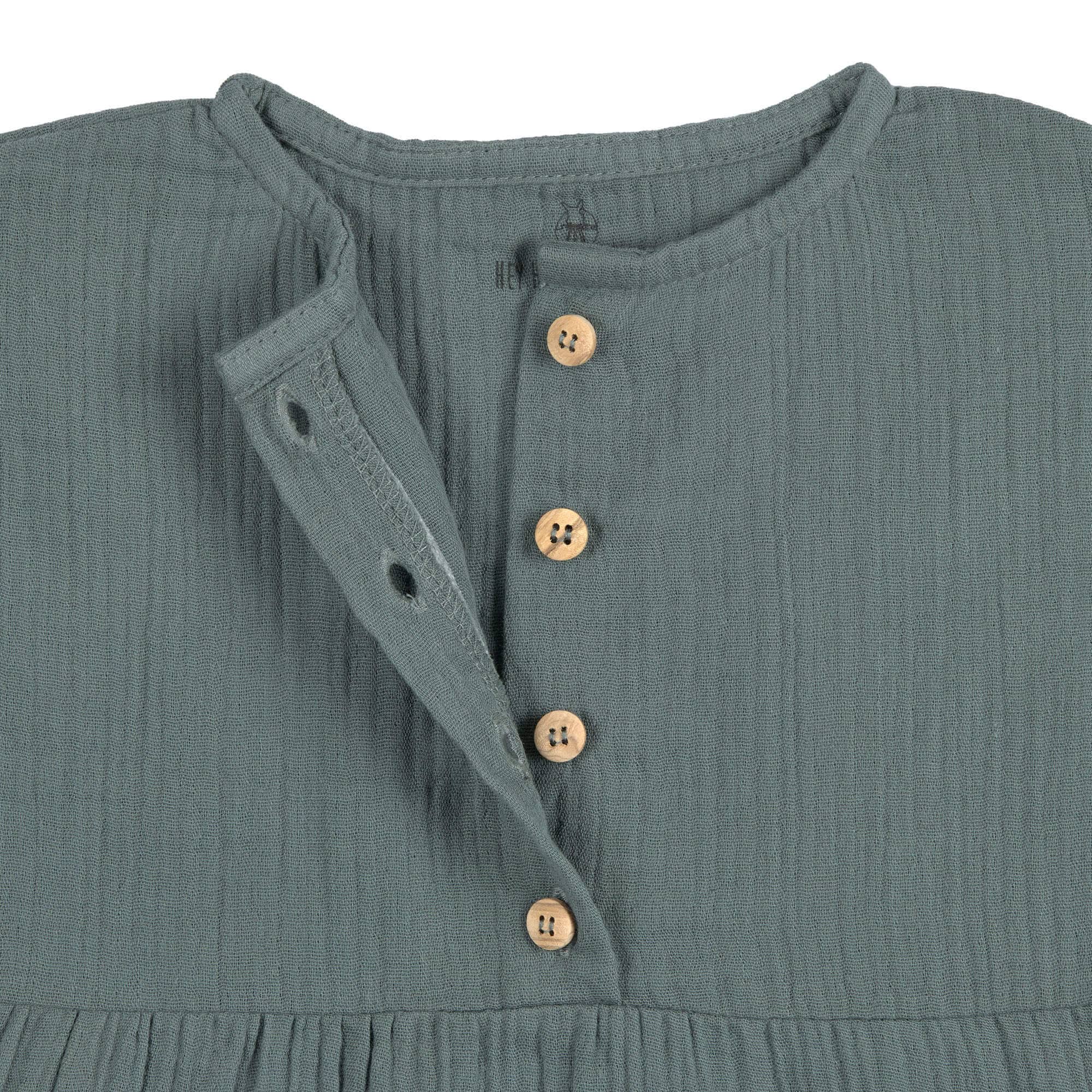 Musselin Kinderkleid - Bio Baumwolle, Petrolgrün