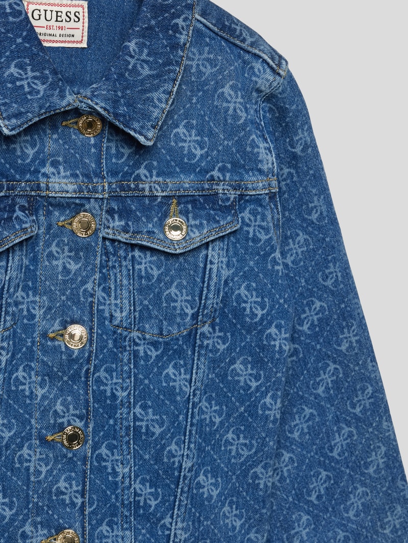 Jeansjacke mit Allover-Muster in blau