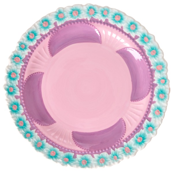 Rice - Ceramic Dinner Plate with Embossed Flower Design - Teller