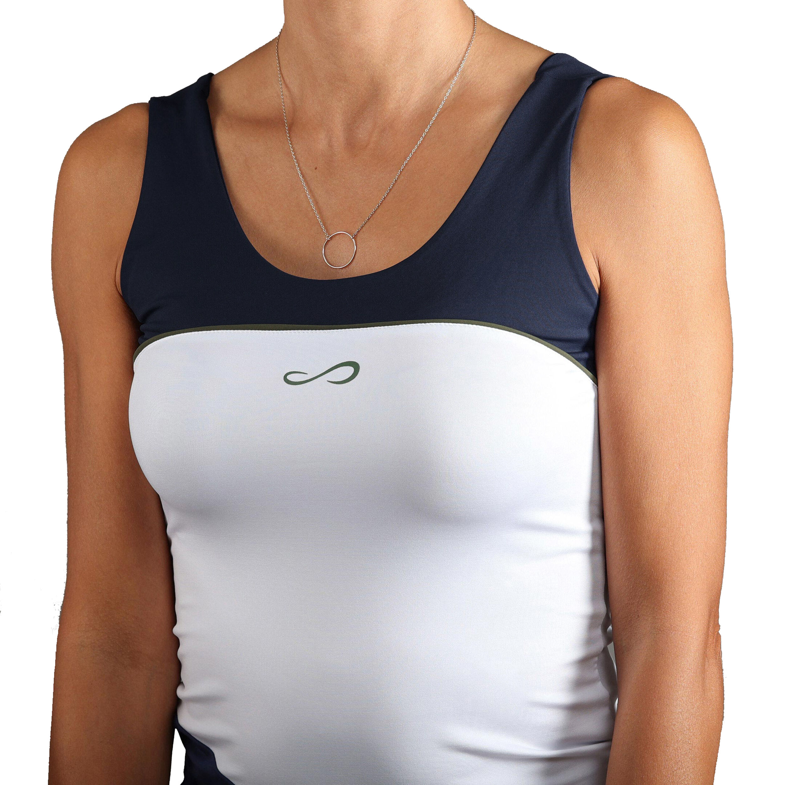 Curve Tank-Top Damen - Weiß, Dunkelblau