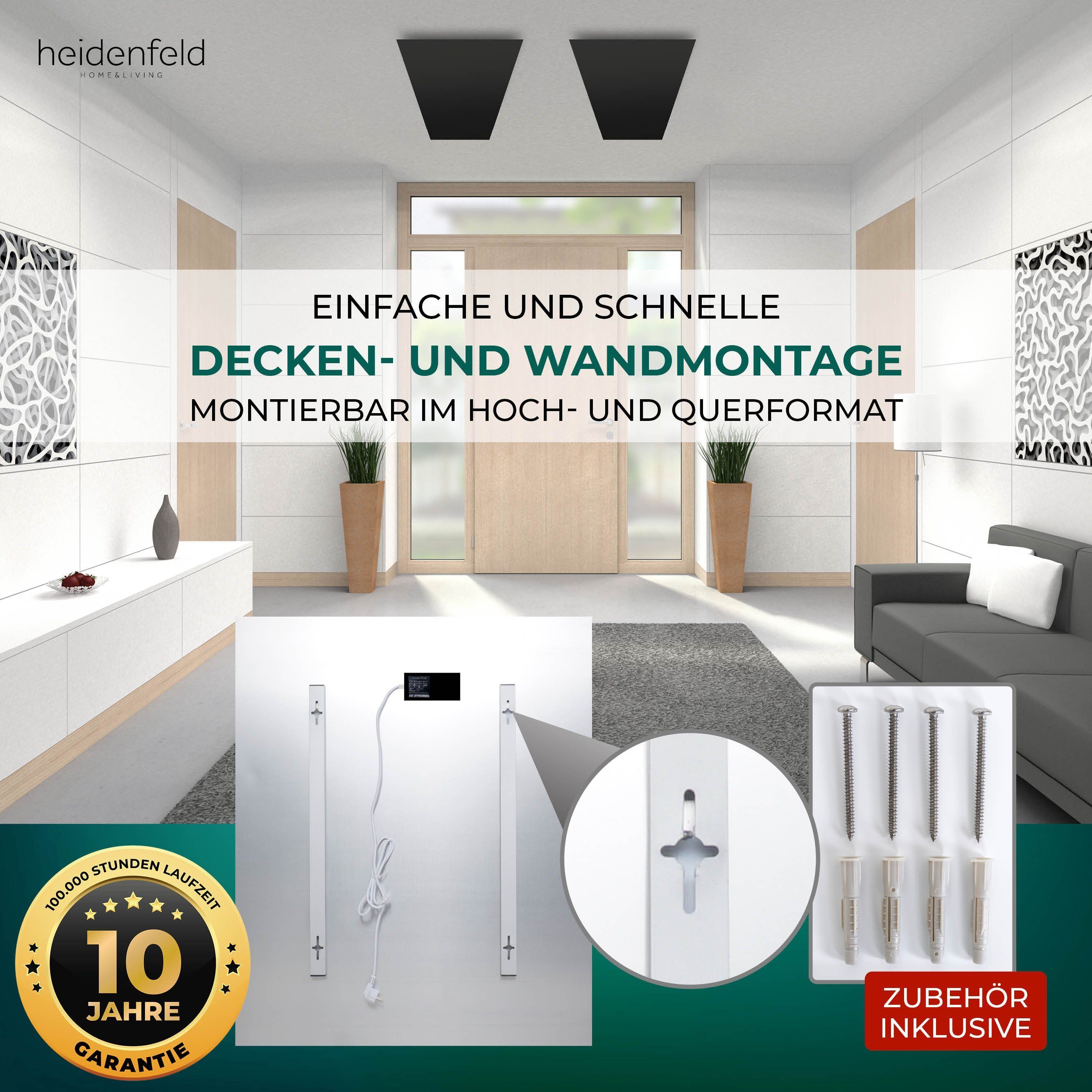 Heidenfeld Infrarotheizung 300 - 800 W Wand Decken Elektroheizung HF-HP120 - 10 Jahre Garantie, App-Steuerung & Thermostat - Infrarot Heizung Elektro Heizkörper