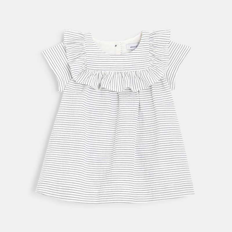 Robe à rayures et bloomer bébé fille bleue Absorba