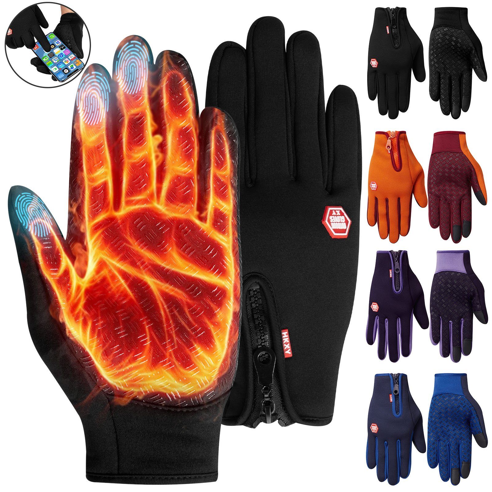 BTTO Fleecehandschuhe Fleece Handschuhe Herren Damen Winter, Touchscreen Winterhandschuhe Fleece Warm Winddicht Anti-Rutsch Thermo Laufhandschuhe