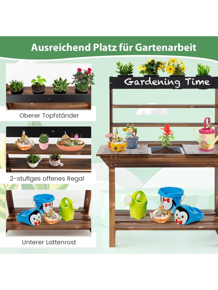 COSTWAY Matschküche Kinder Outdoor in Braun günstig kaufen onesize