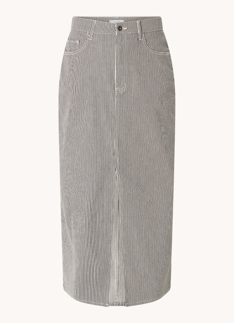 Fustă midi Elba din denim de la by-bar, confecționată din bumbac organic cu dungi modelate.