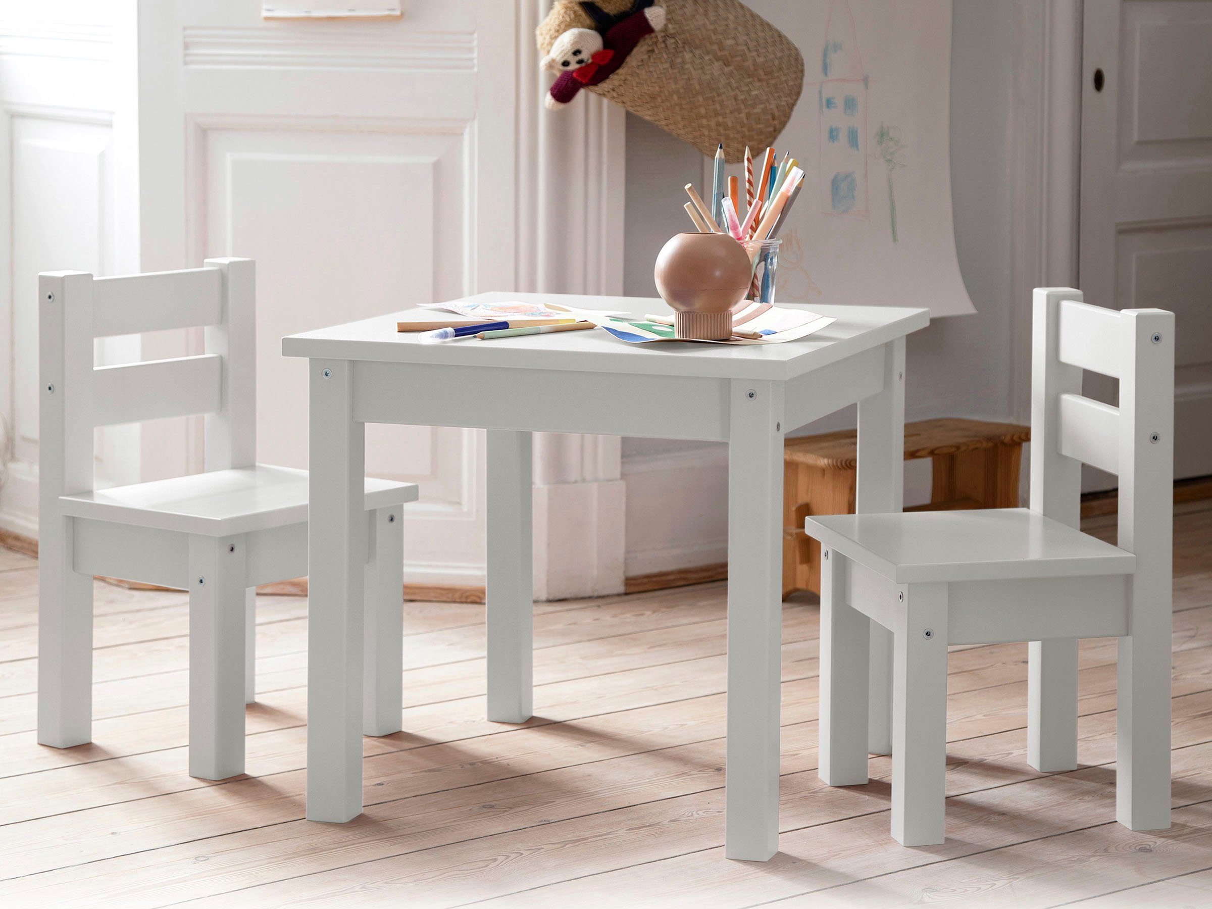 Hoppekids Kindersitzgruppe MADS Kindersitzgruppe, (Set, 3-tlg., 1 Tisch, 2 Stühle), in vielen Farben, mit zwei Stühlen