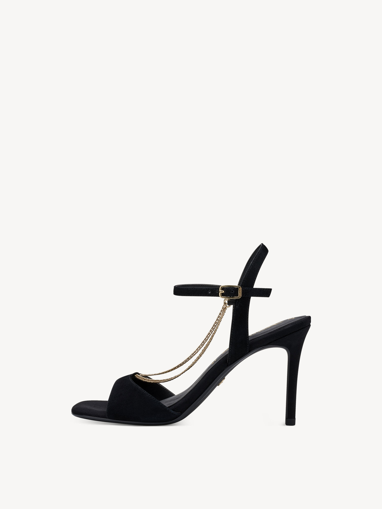 Sandale à talon en cuir - noir