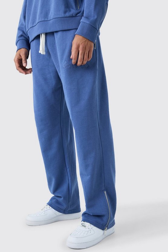 Oversize Jogginghose mit gerippter Applikation und Reißverschluss