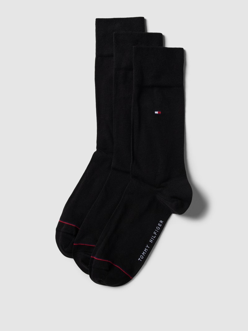 Socken mit Label-Details Modell 'Uni' im 3er-Pack in schwarz