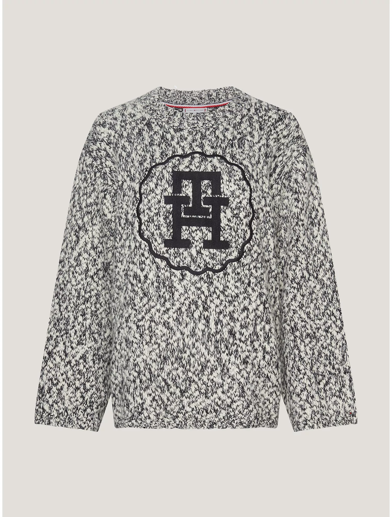 Oversized TH Applique Wool Blend Sweater