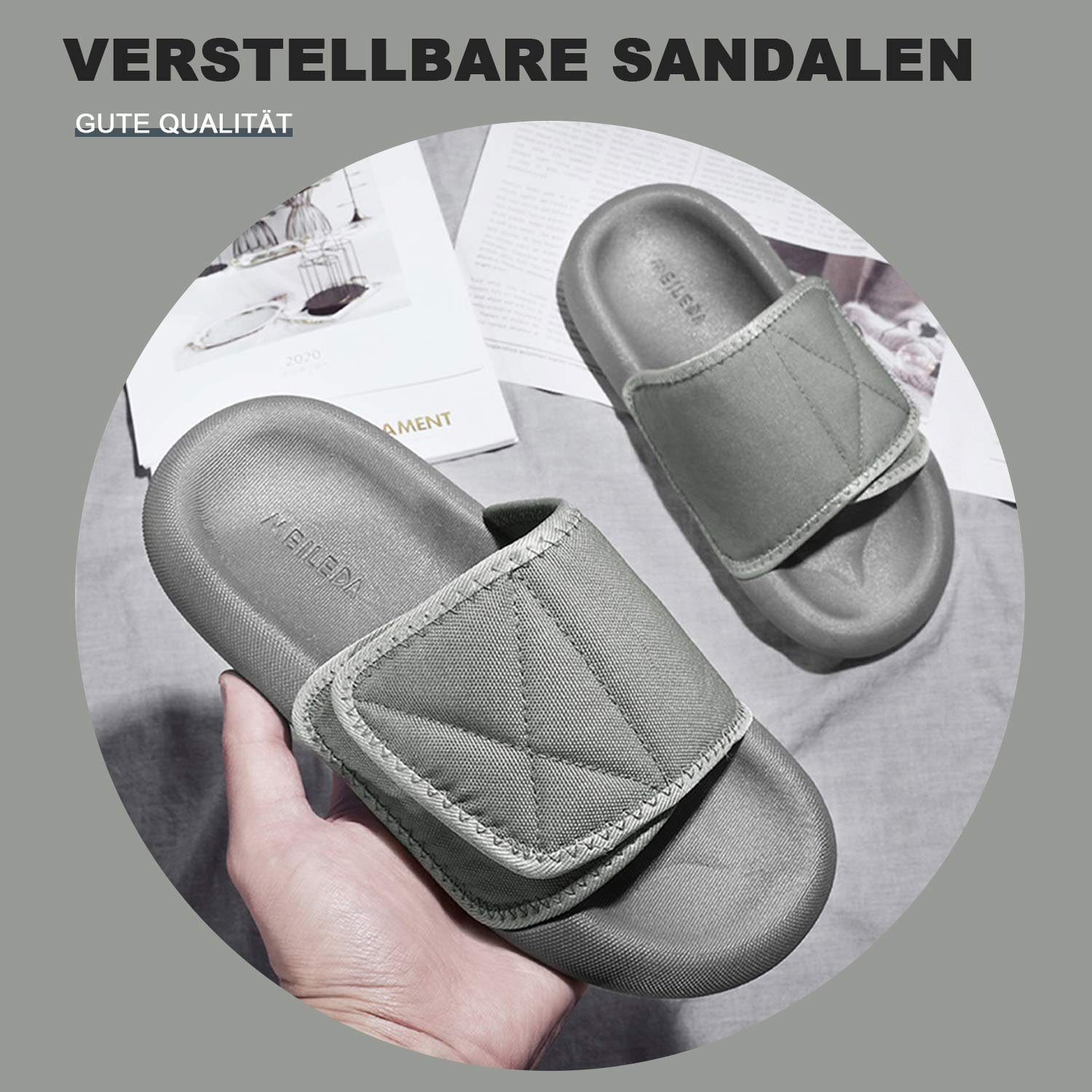 TOPMELON Klettschuhe Hausschuhe, Sandalen Badeschuh Anti-Rutsch