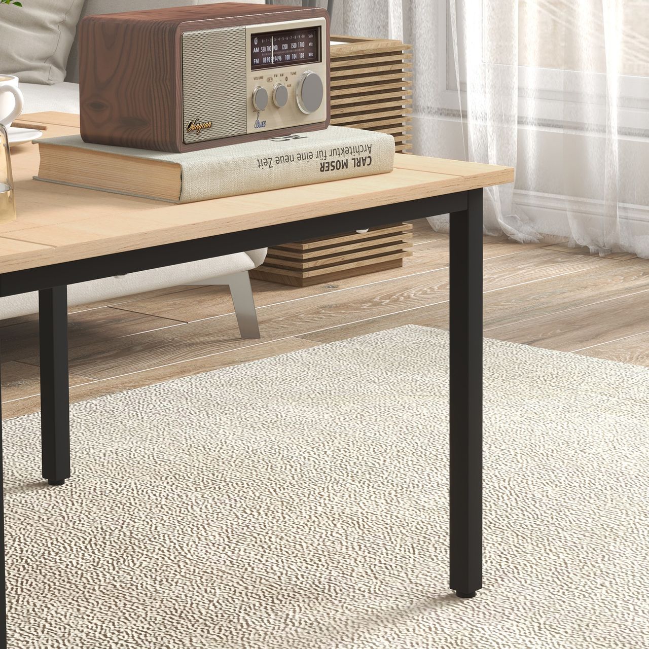 HOMCOM Couchtisch, Beistelltisch, Kaffeetisch, Sofatisch für Wohnzimmer, Natur