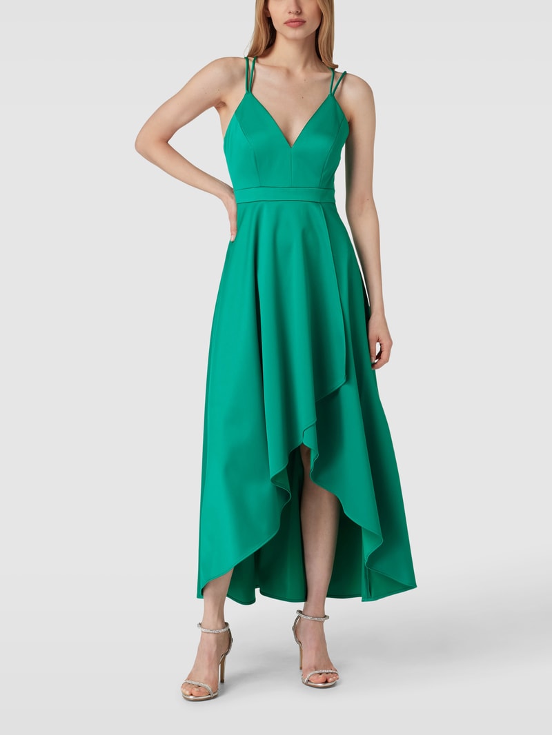 Abendkleid in Wickel-Optik in grasgrün