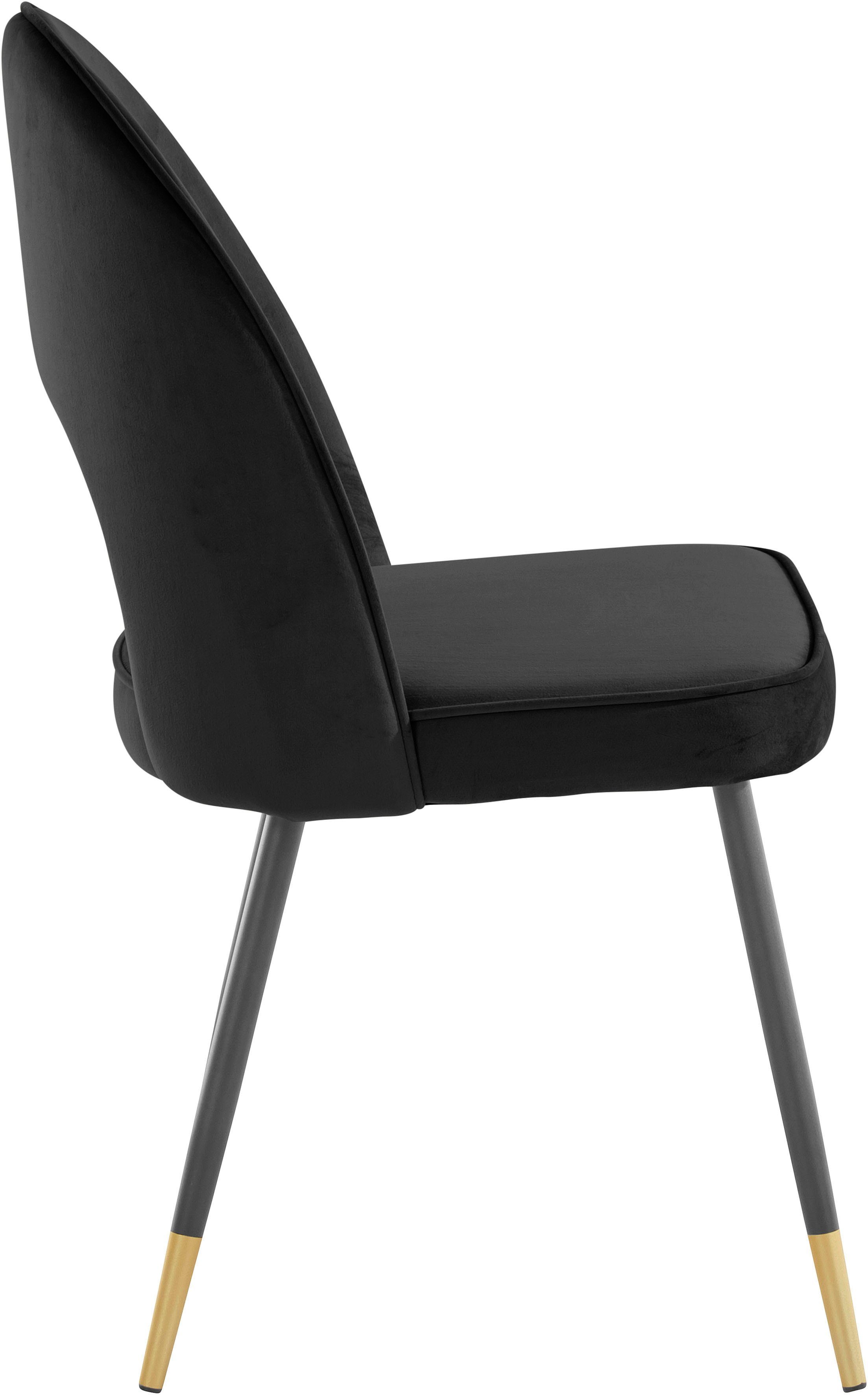 INOSIGN 4-Fußstuhl Rosie (2 St), Bezug in Veloursstoff, Metallgestell in schwarz, Belastbarkeit 120kg