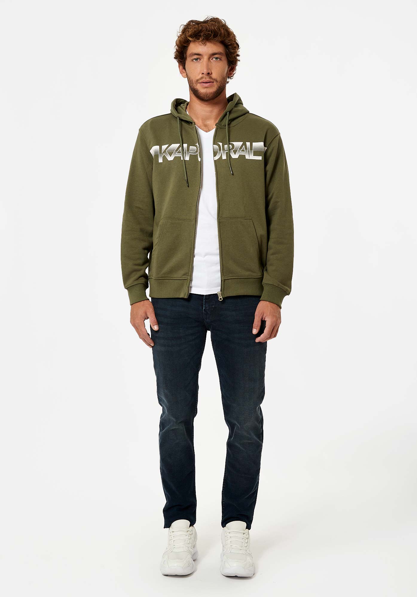 BARTO  Sweat zippé kaki Homme