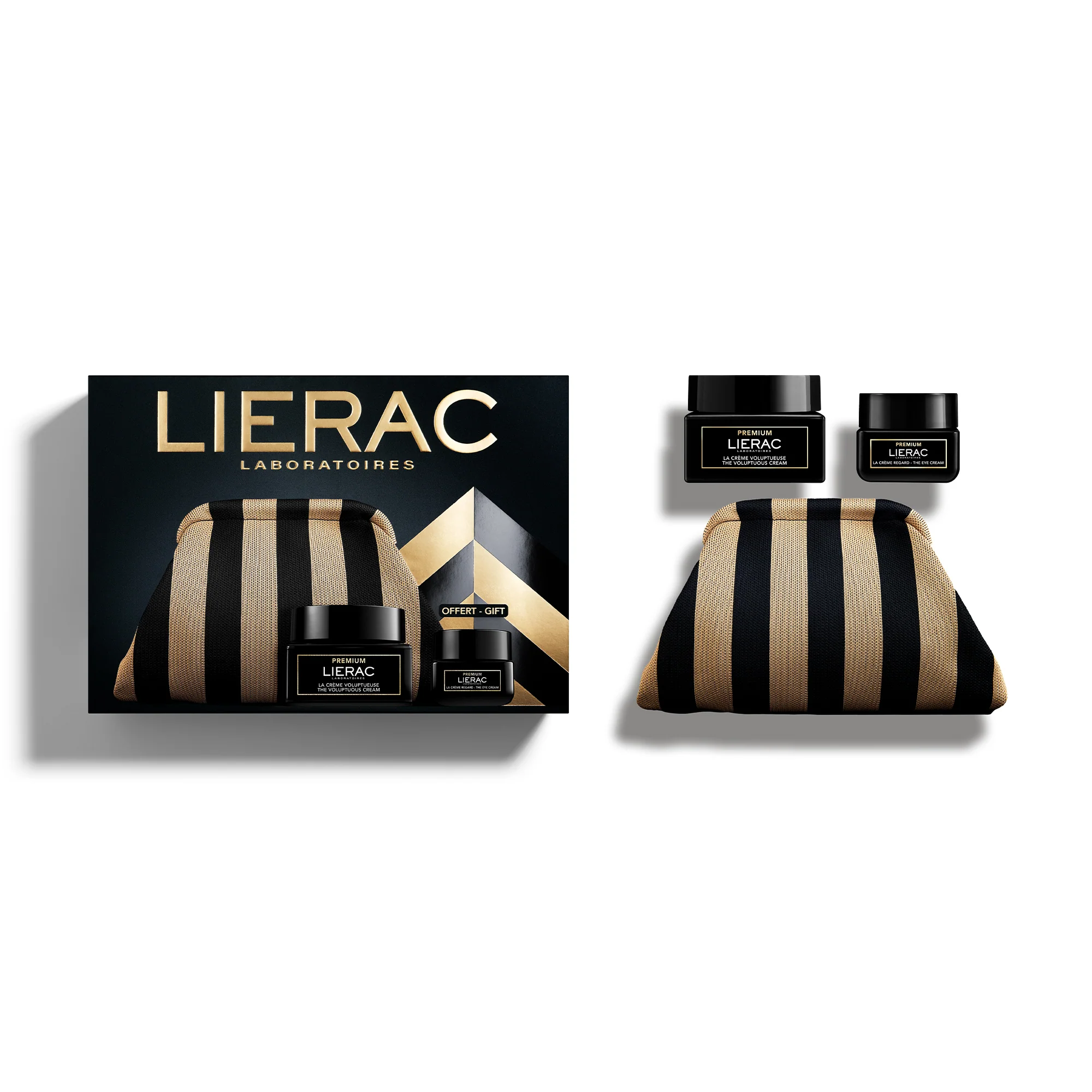 Coffret Cadeau de Noël Premium Crème Volupteuse + Soin Yeux Premium + Pochette - Coffret Cadeau Anti-Rides, Soin Visage Anti-Rides 24h