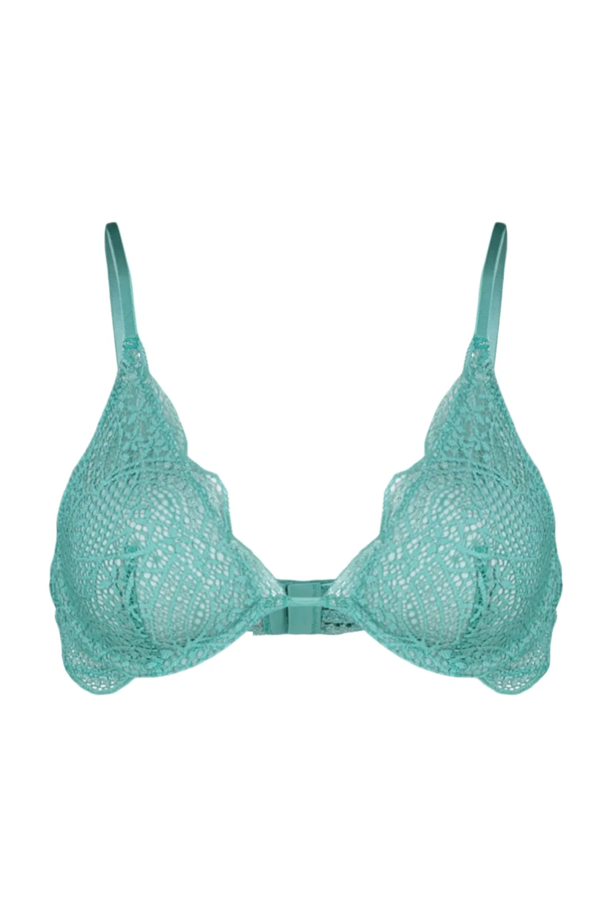 Trendyol Collection  Grüner Spitzen-BH mit detailliertem, kappenlosem Strick-BH mit Bügel THMSS23SU00023