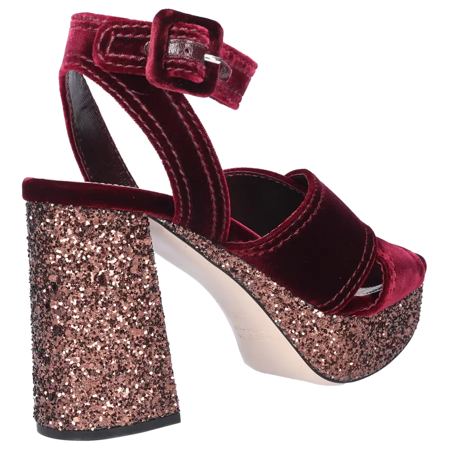 Miu Miu - Plateausandalen Samt - rot