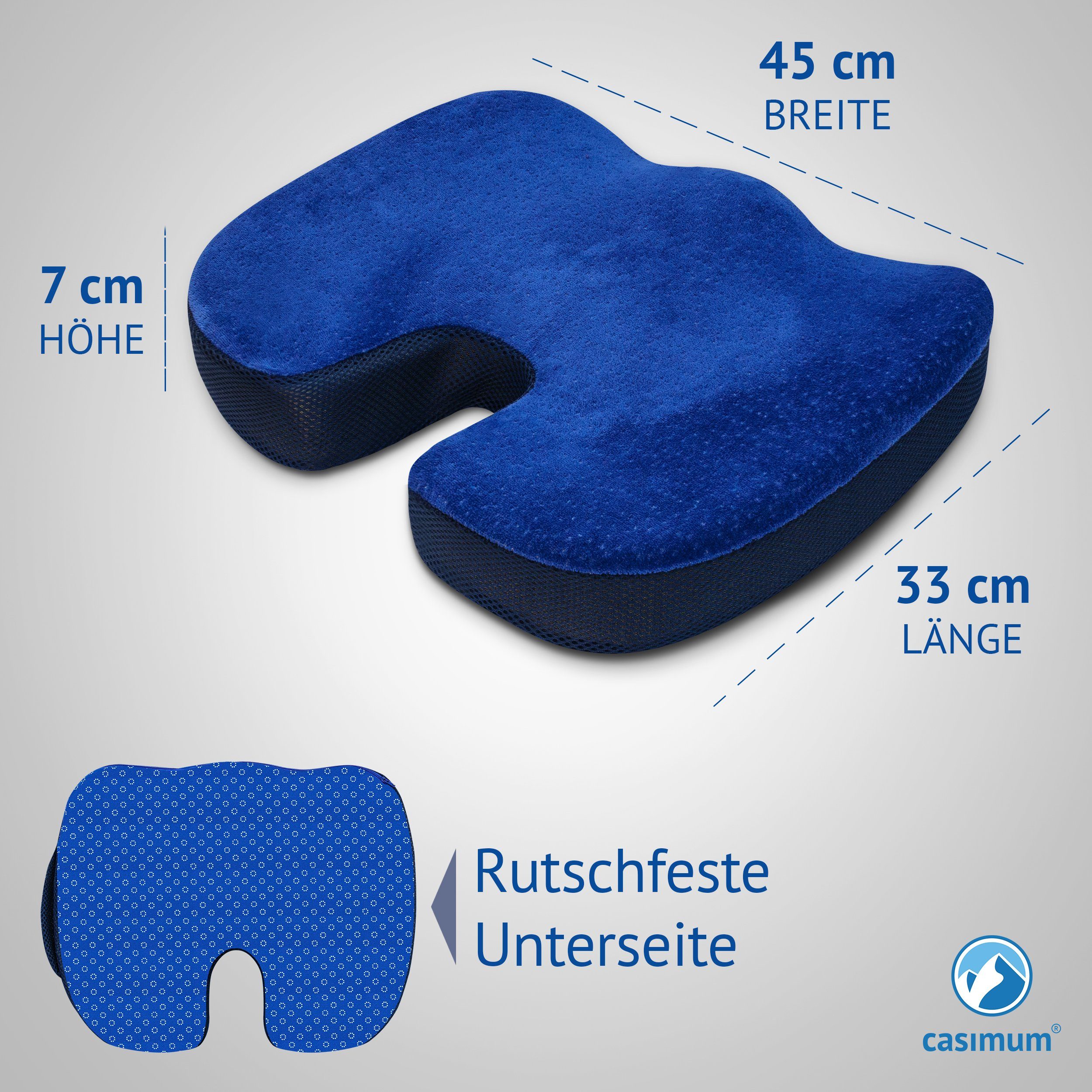 casimum Steißbeinkissen Ergonomisches Sitzkissen, Sitzkissen für Bürostuhl, Home Office Stuhlkissen, 45x33x7cm