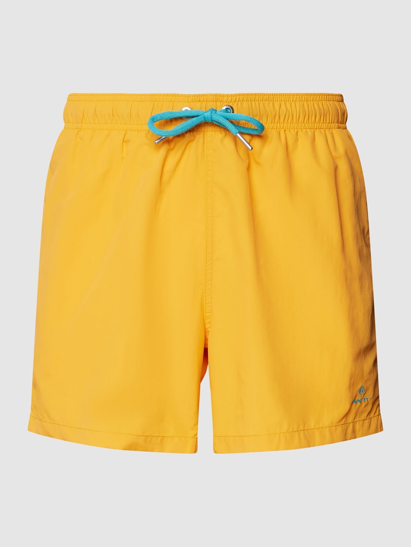 Badehose mit Label-Stitching in orange
