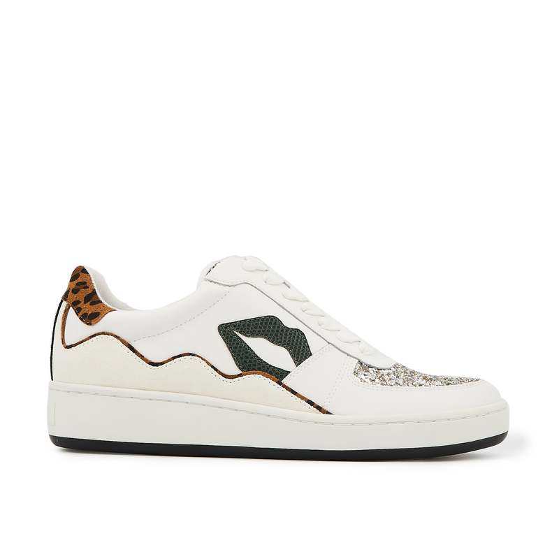 Baskets en cuir Loulou blanc snake léopard glitter