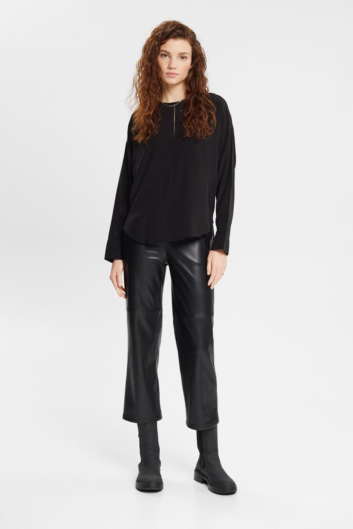 Bluse mit geschlitztem Ausschnitt, LENZING™ ECOVERO™