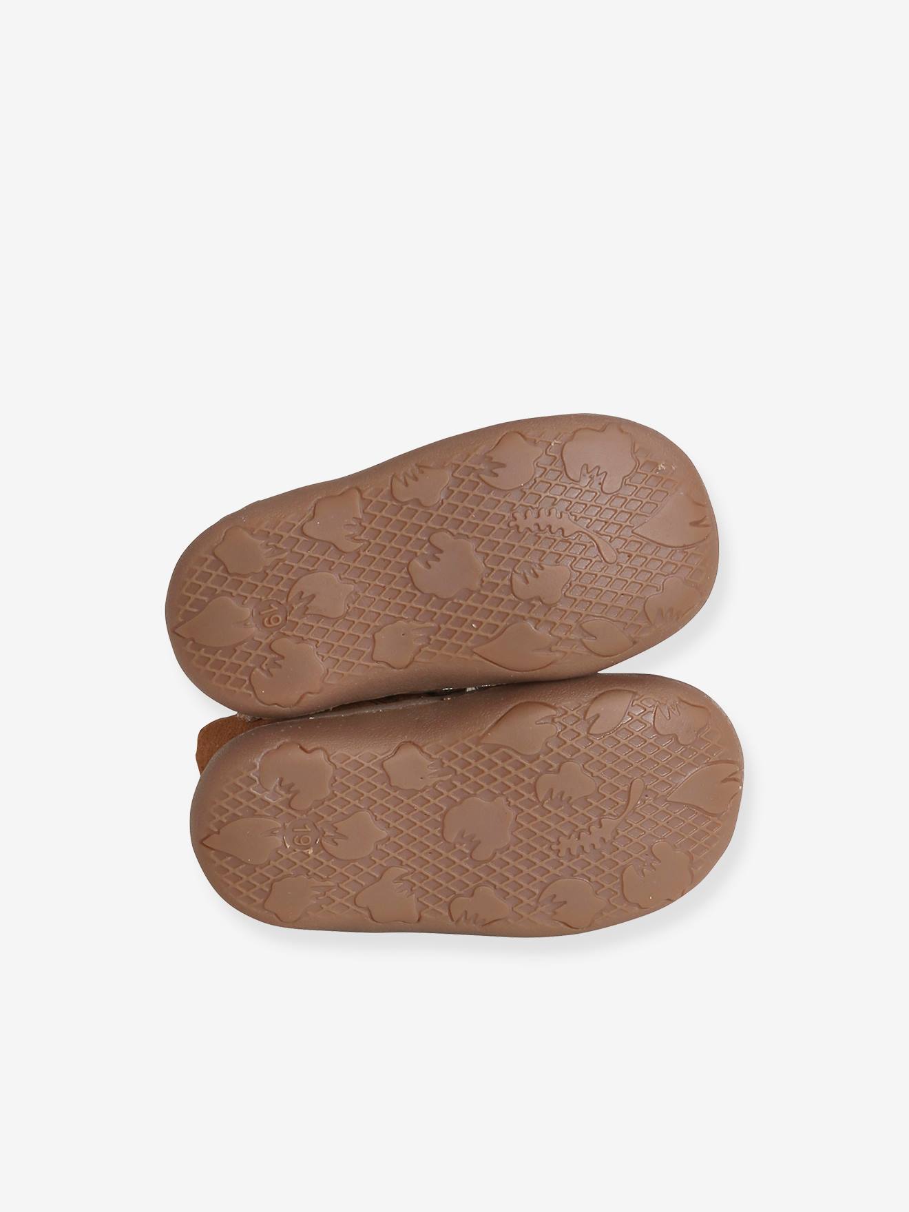 Boots cuir souple bébé fille 4 pattes marron