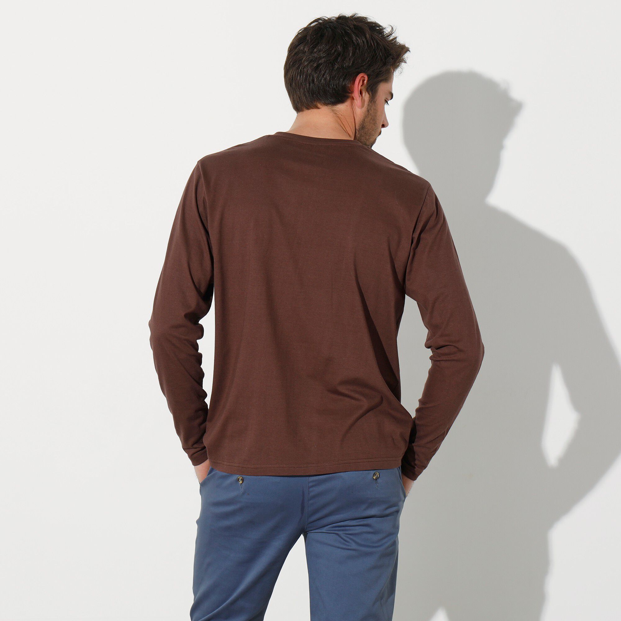 T-shirt col tunisien manches longues