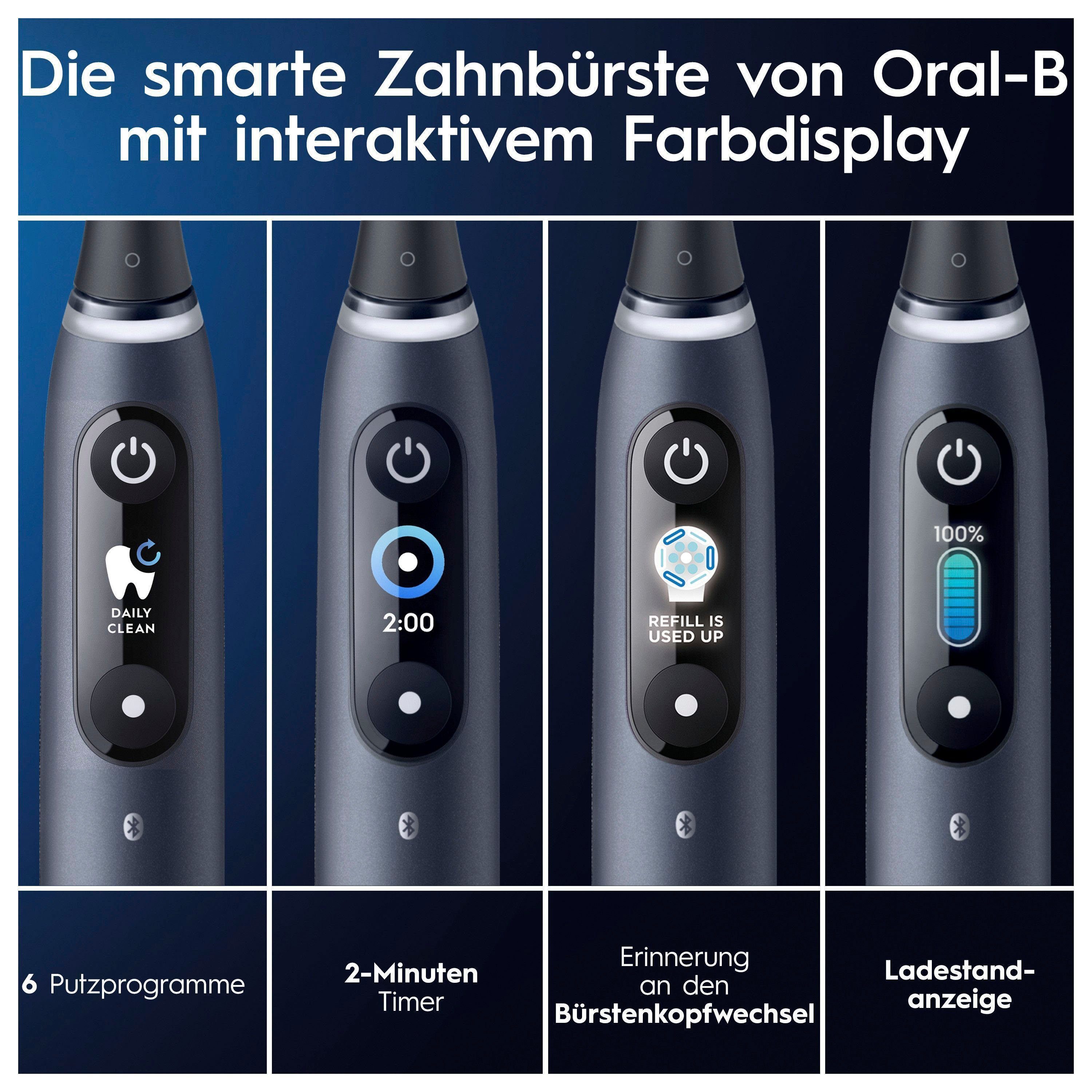 Oral-B Elektrische Zahnbürste iO 8, Aufsteckbürsten: 3 St., 6 Putzmodi