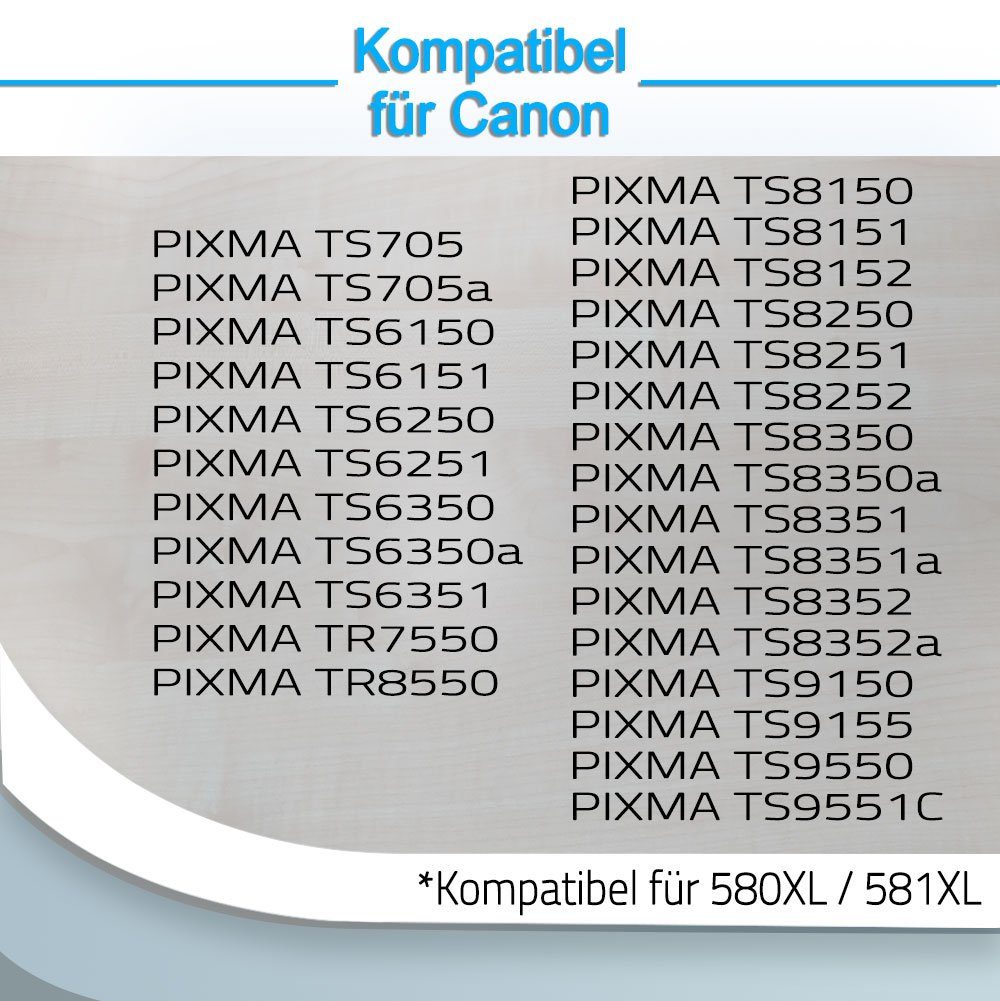 Druckerparadies 6er Multipack für Canon 580 581 XXL Druckerpatronen Set Tintenpatrone (6-tlg., TS6150 TS6151 TS6240 TS6241 TS6250 TS6251 TS6350 TS6351 TS705)