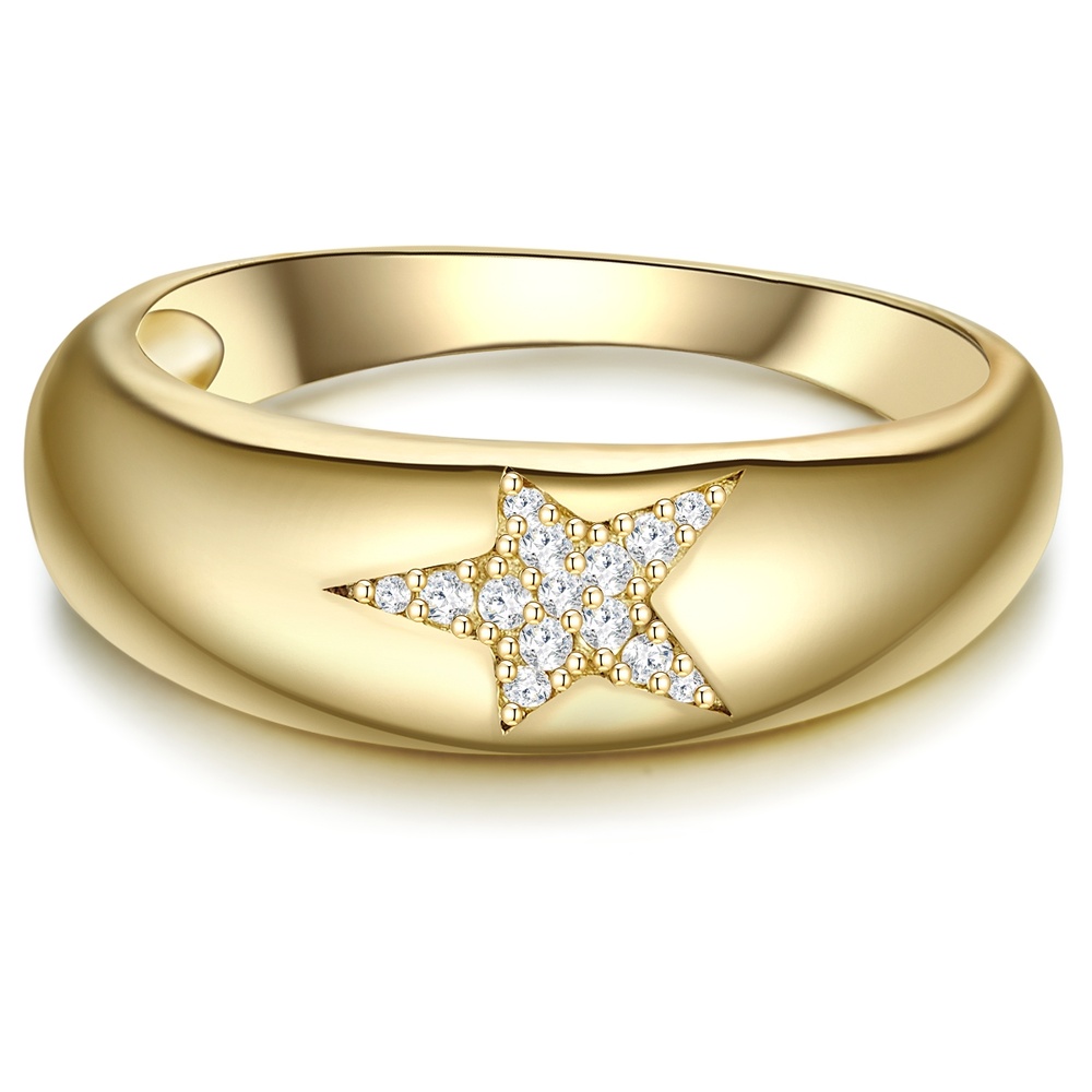 Glanzstücke München Bague en argent Étoilé Argent sterling Oxyde de zirconium (CZ) en Or jaune Bague