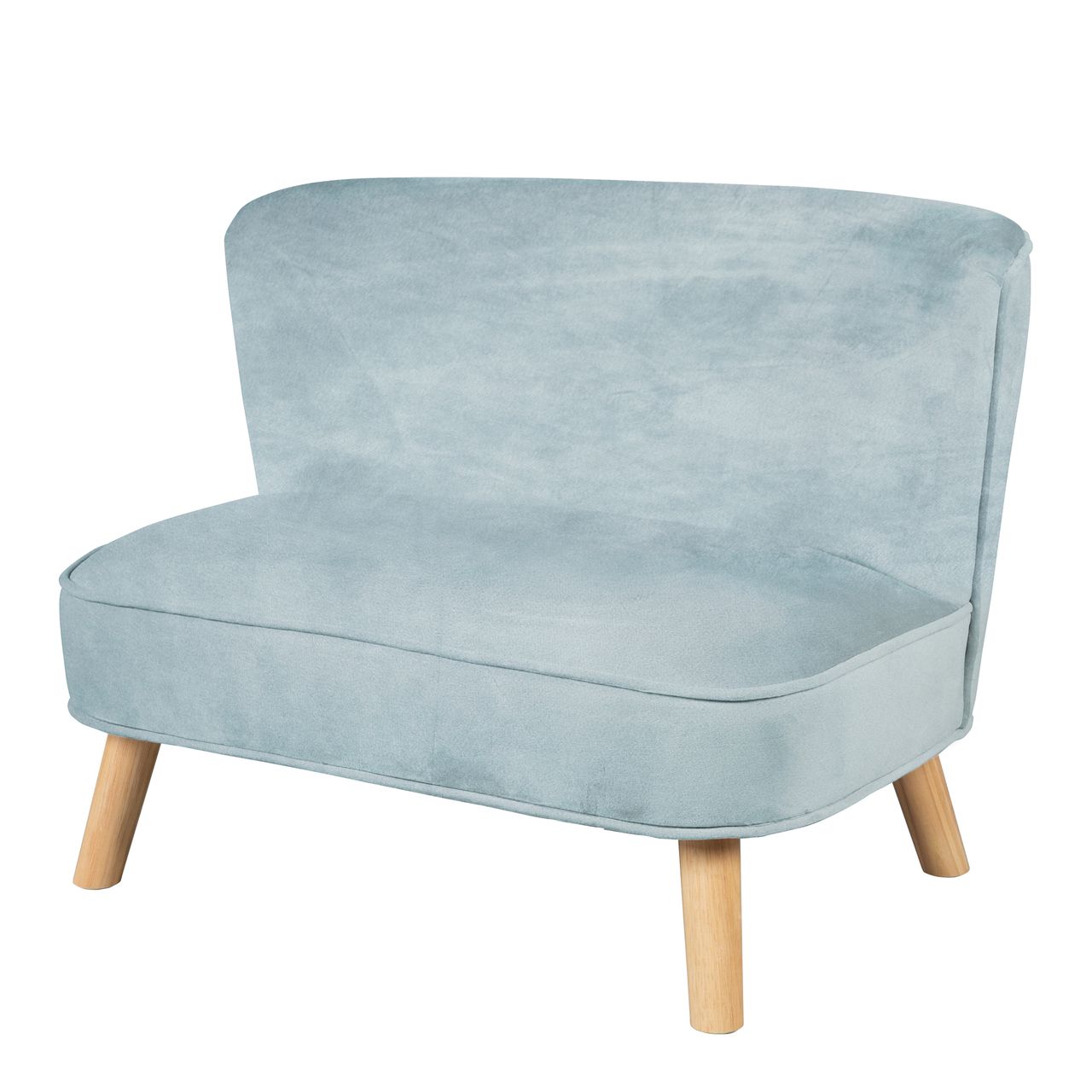 Roba Kindersofa „Lil Sofa“, bequeme Kindercouch mit stabilen Holzfüßen und Samtstoff in Sky/Hellblau