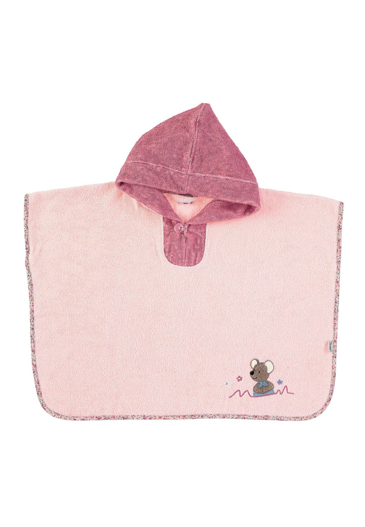 Poncho Maus Mabel aus Frottee in Zartrosa, 70x50cm