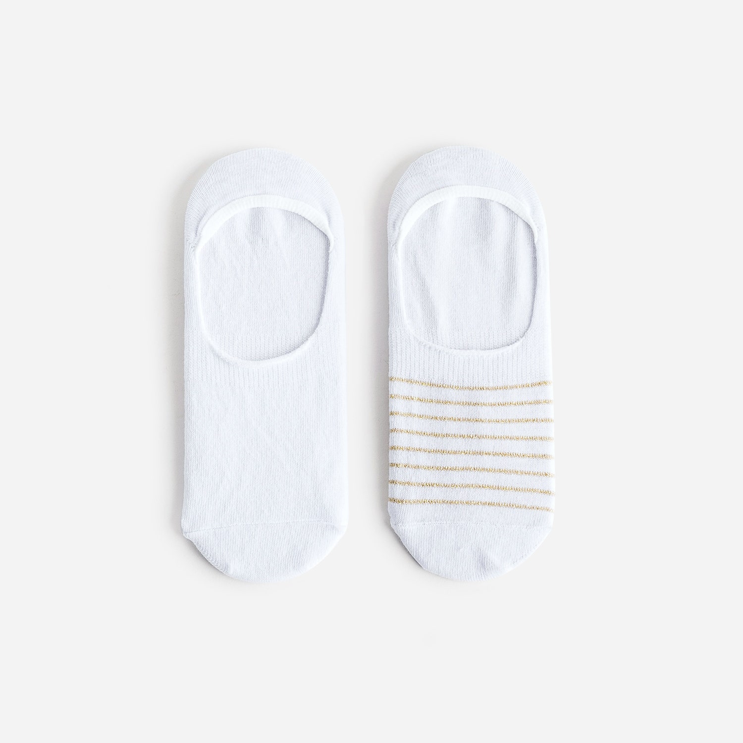 Chaussettes invisibles blanches et à rayures dorées