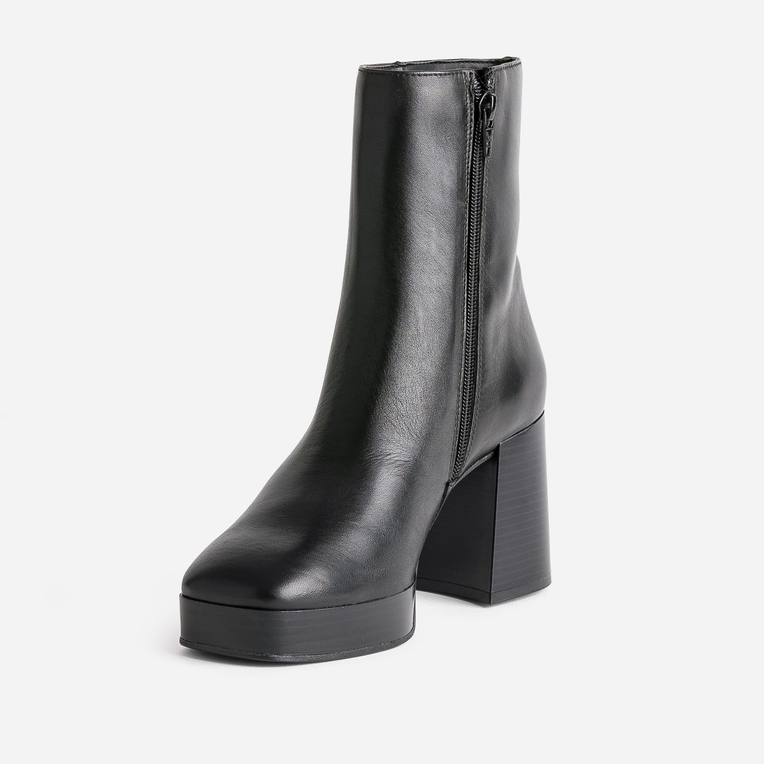 Boots noir en cuir à plateforme